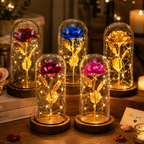 24K Gold Foil in Glass Dome Rose
