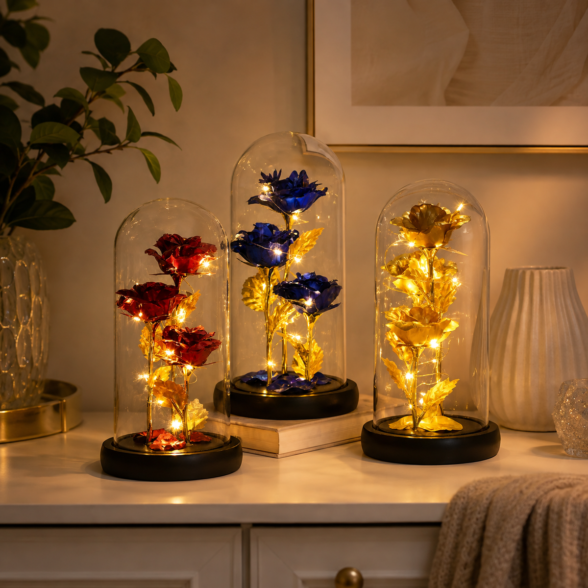 Enchanted Rose Triple Light Up