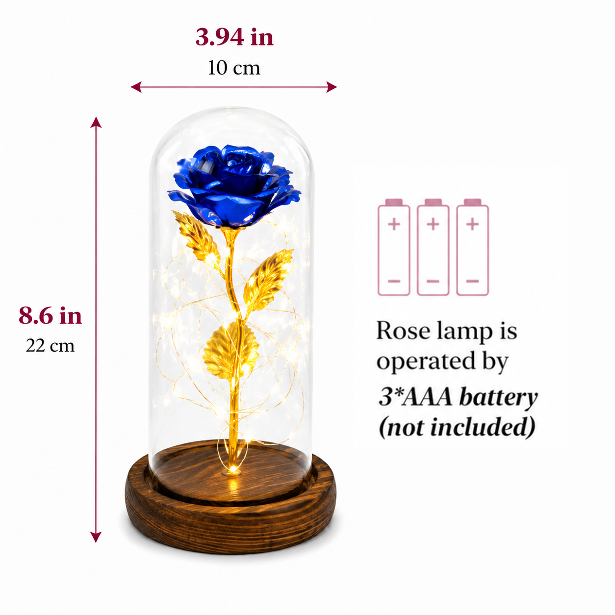 24K Gold Foil Glass Rose