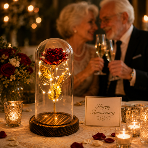24K Gold Foil Glass Rose