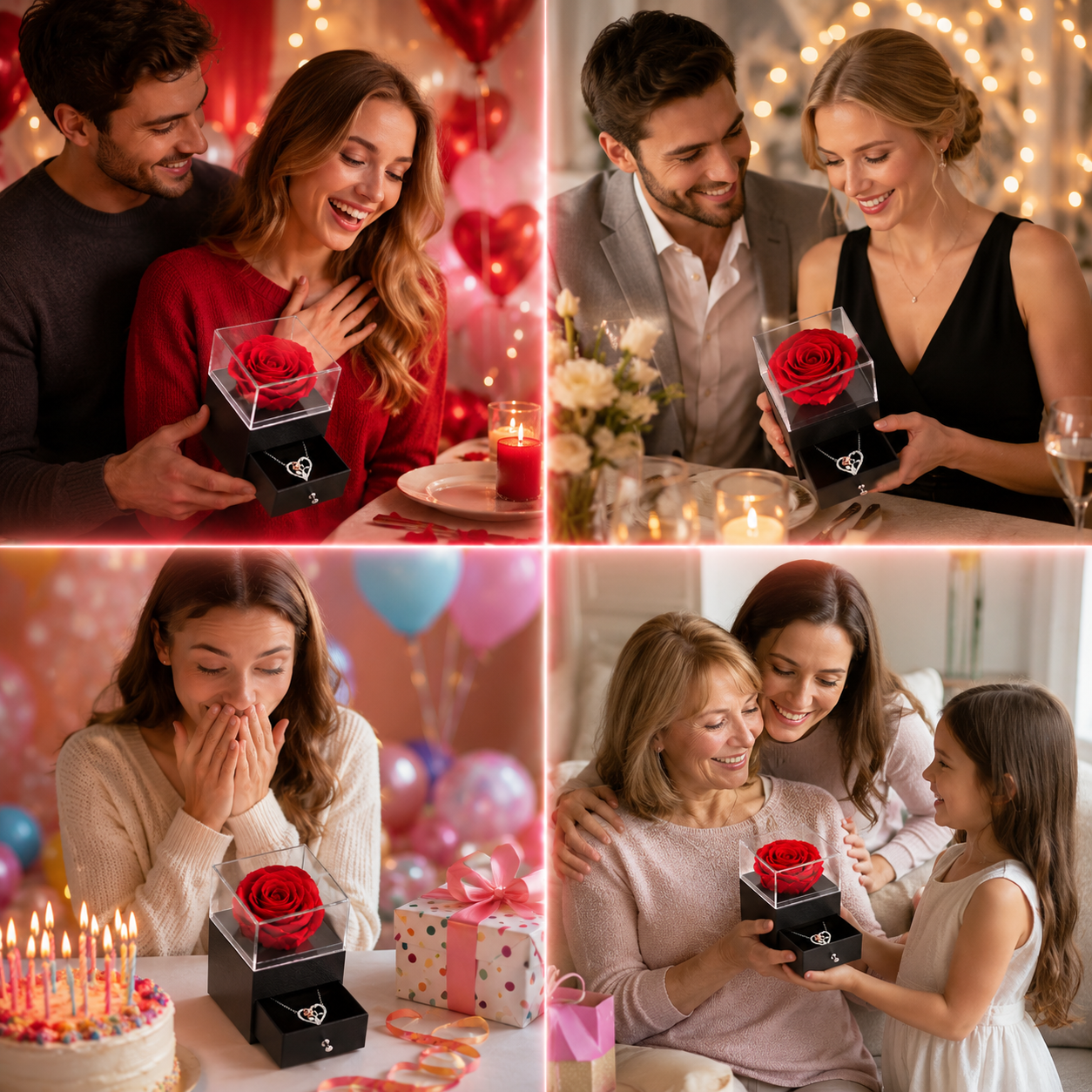 I Love You Forever Necklace With Rose Gift Box