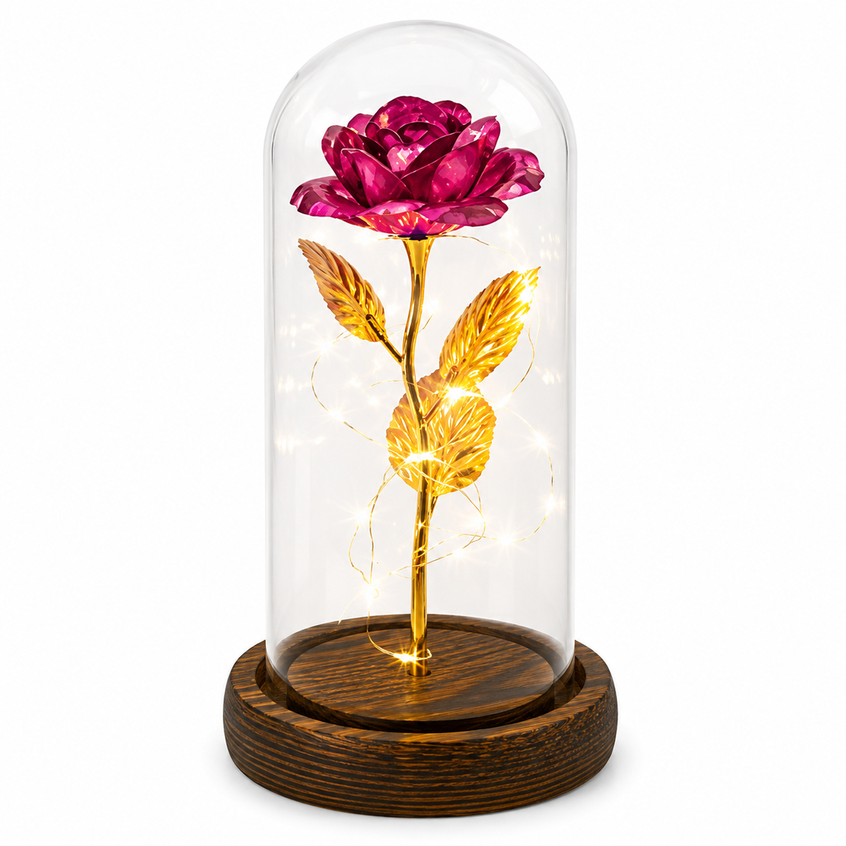 24K Gold Foil in Glass Dome Rose
