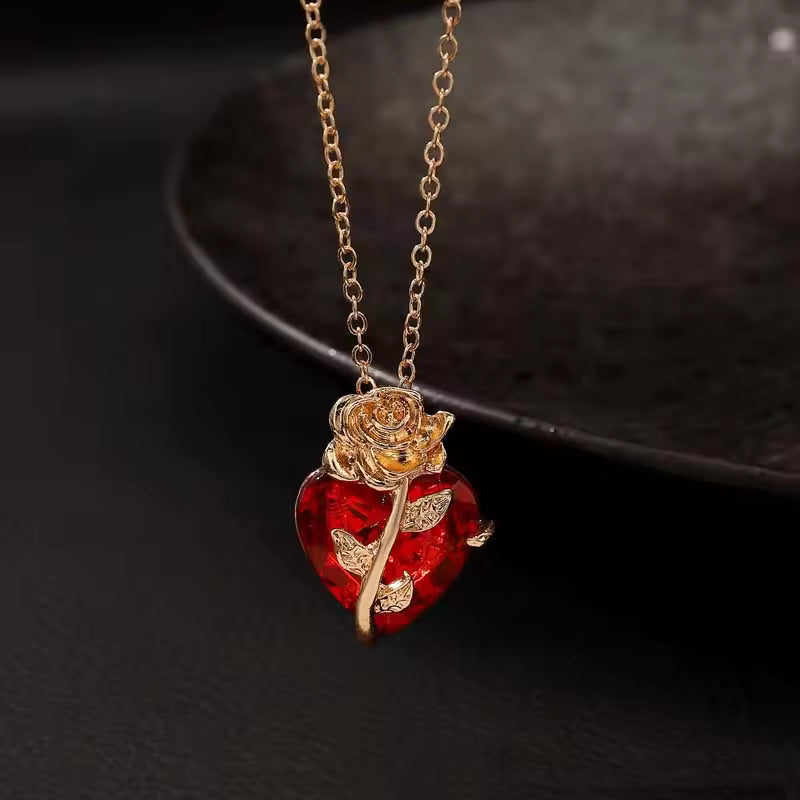 Gothic Rose Heart Necklace