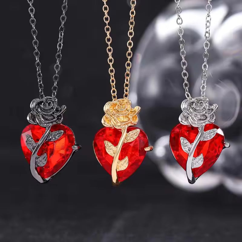 Gothic Rose Heart Necklace