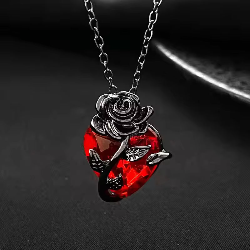 Gothic Rose Heart Necklace