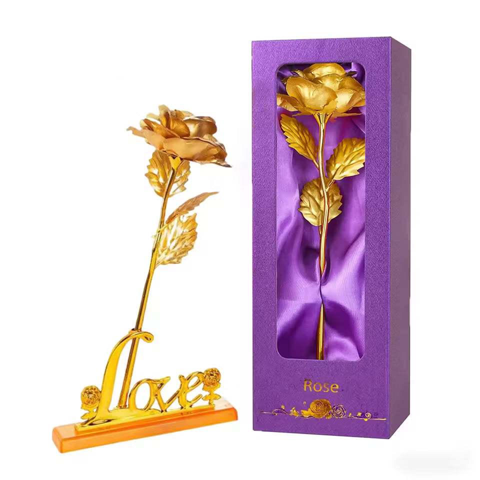 24K Galaxy Rose Flower with Love Stand