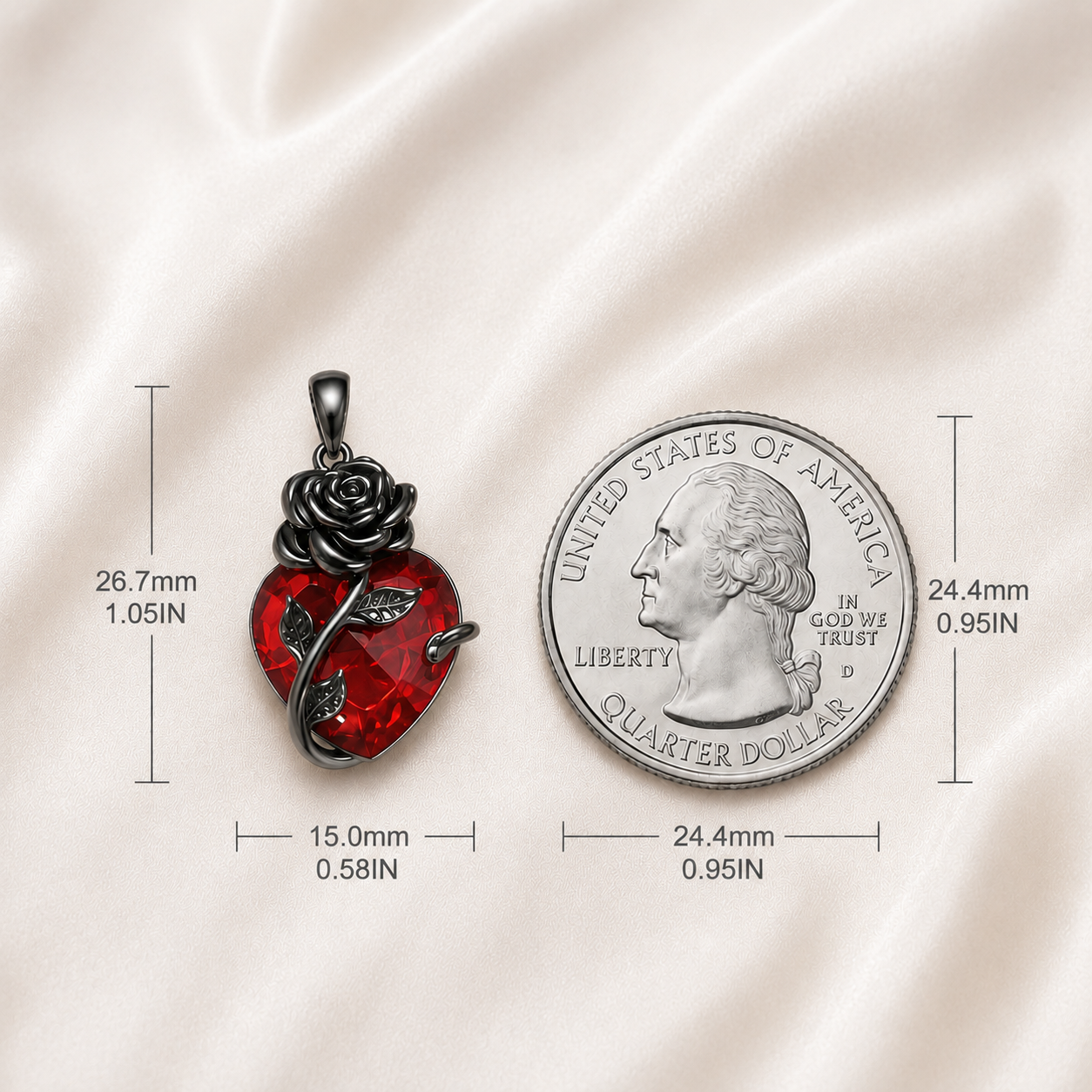 Gothic Rose Heart Necklace